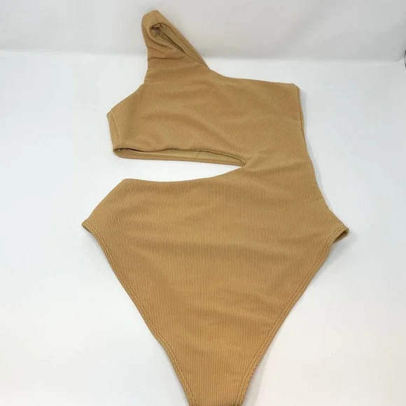 Beach Riot Celine Ribbed One Piece Bathing Suit In Golden Sands Small New - Picture 7 of 11